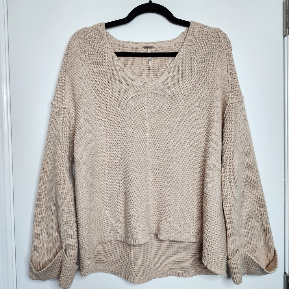 Free People La Brea Sweater V Neck Oversized Knit - Picture 2 of 10